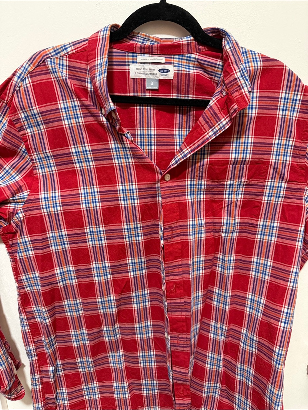 old navy Red and Blue Plaid Button-Down Shirt